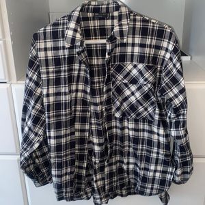 ASOS black and white flannel button-down